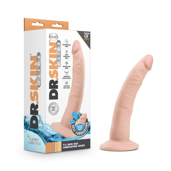 DR. Skin Glide 7.5 Self Lubricating Dildo w/o Balls