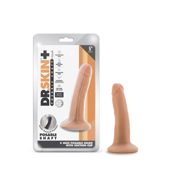 DR. Skin Plus 5in Poseable Shaft Dildo Vanilla w/o Balls