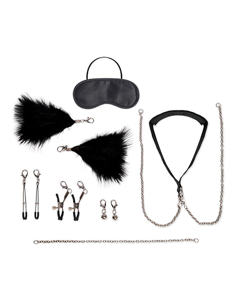 LUX FETISH 12 PC COLLAR & NIPPLE CLIPS SET