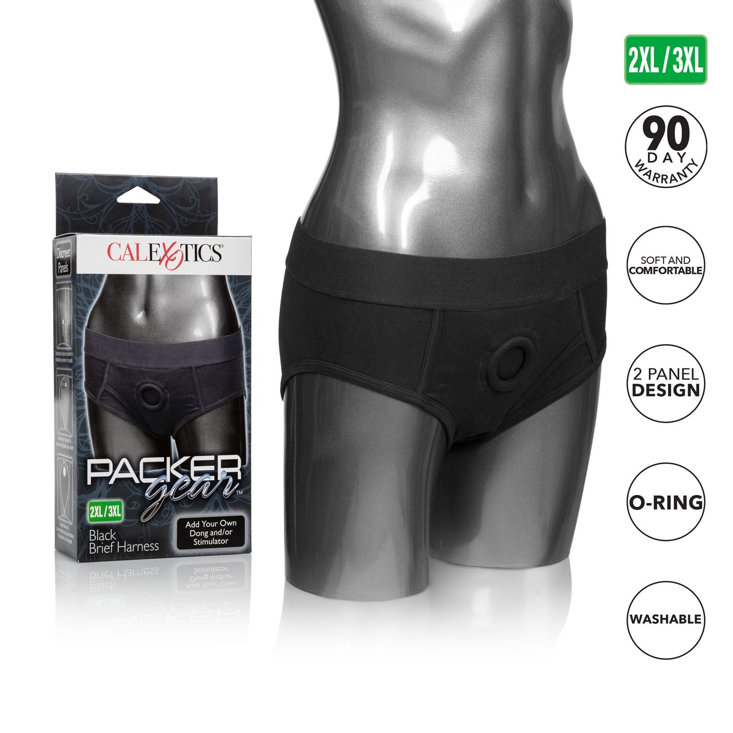 PACKER GEAR BLACK BRIEF HARNESS 2XL/3XL