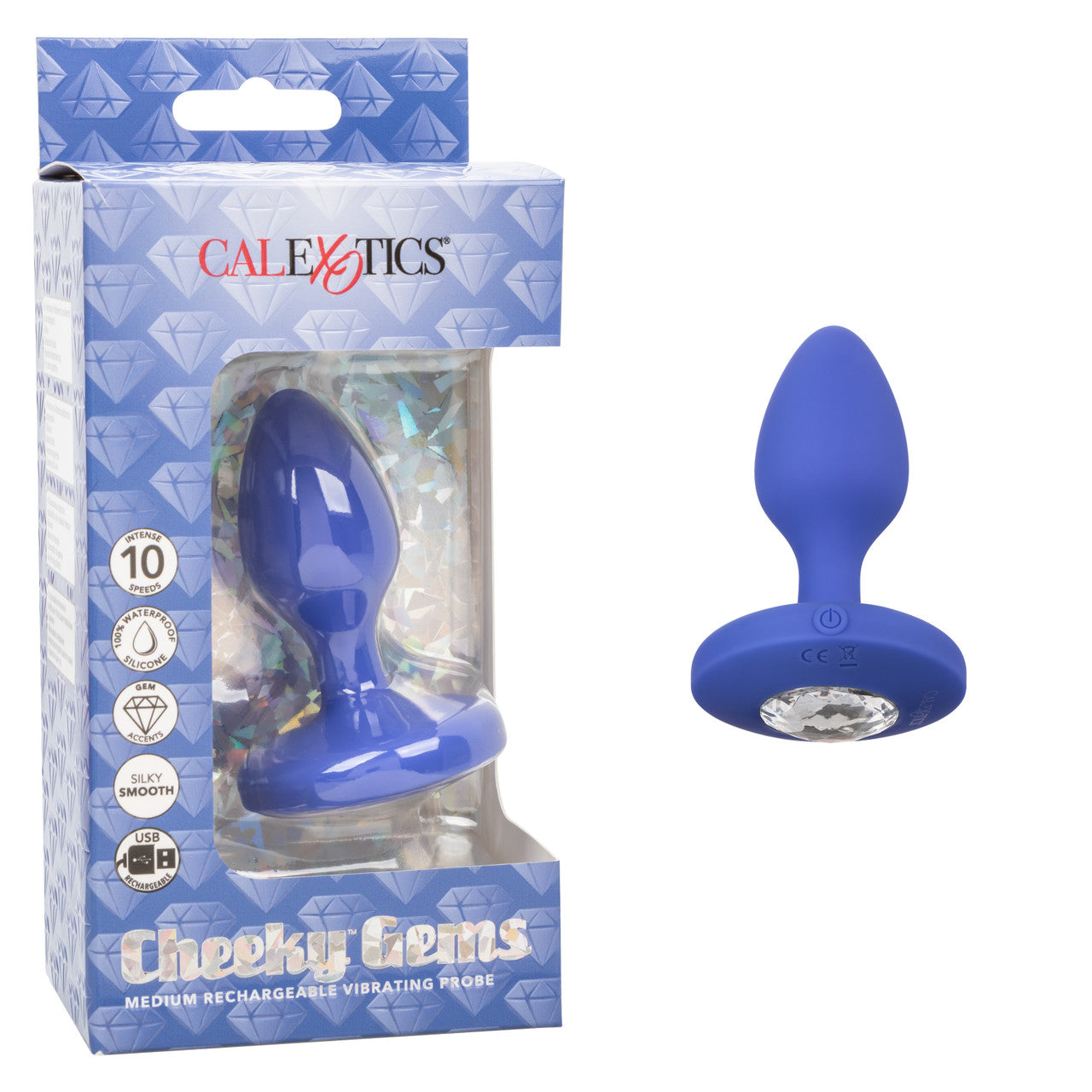 CHEEKY GEMS VIBRATING PROBE MEDIUM BLUE