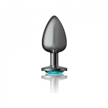 CHEEKY CHARMS ROUND TEAL LARGE GUNMETAL BUTT PLUG