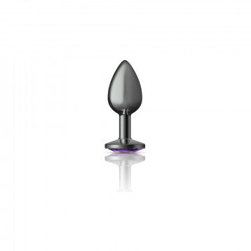 CHEEKY CHARMS ROUND PURPLE SMALL GUNMETAL BUTT PLUG