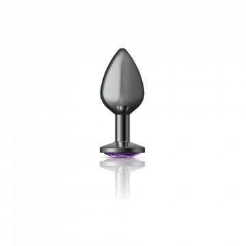 CHEEKY CHARMS ROUND PURPLE MEDIUM GUNMETAL BUTT PLUG