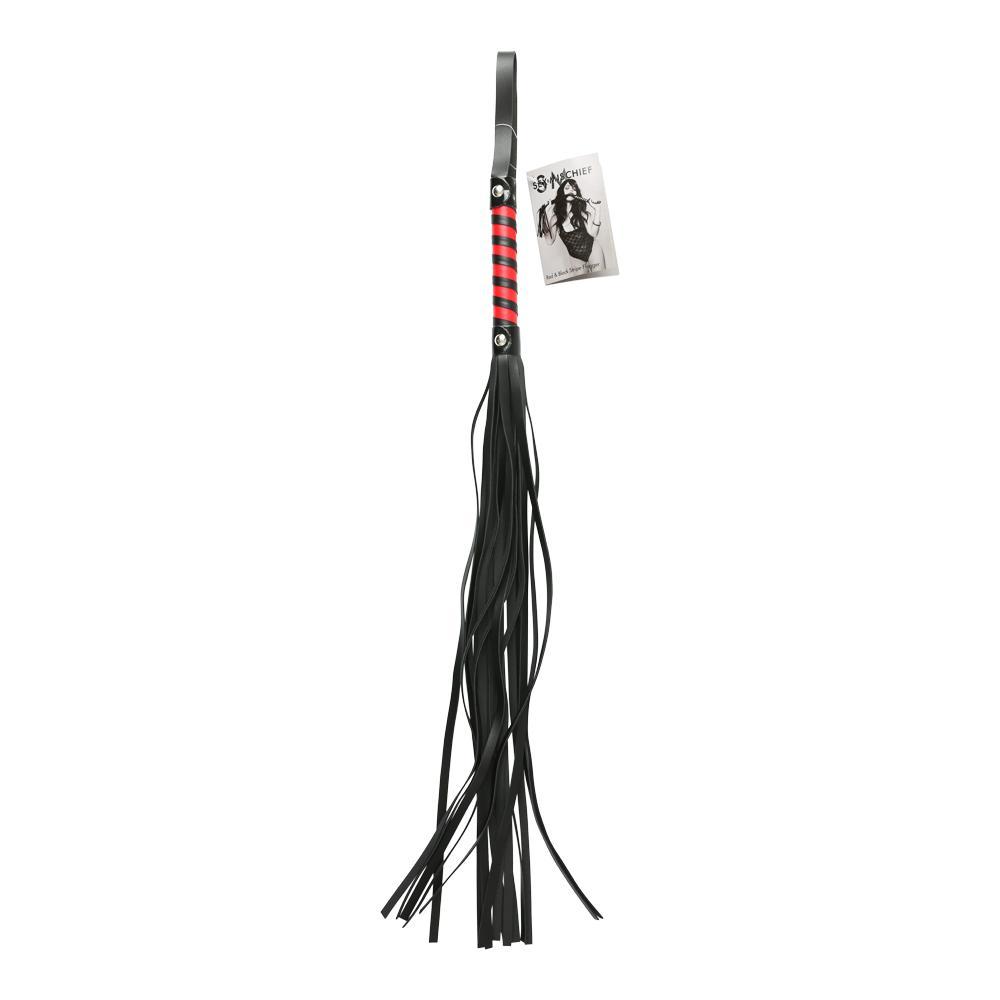 Sex and Mischief Red & Black Stripe Flogger