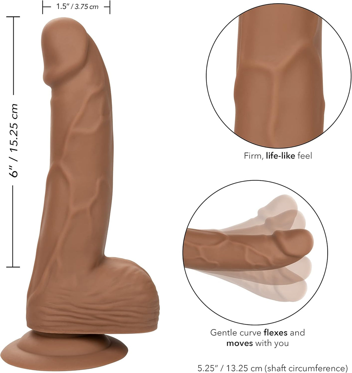 Calexotics Silicone Studs 6inch Realistic Dildo brown/mocha