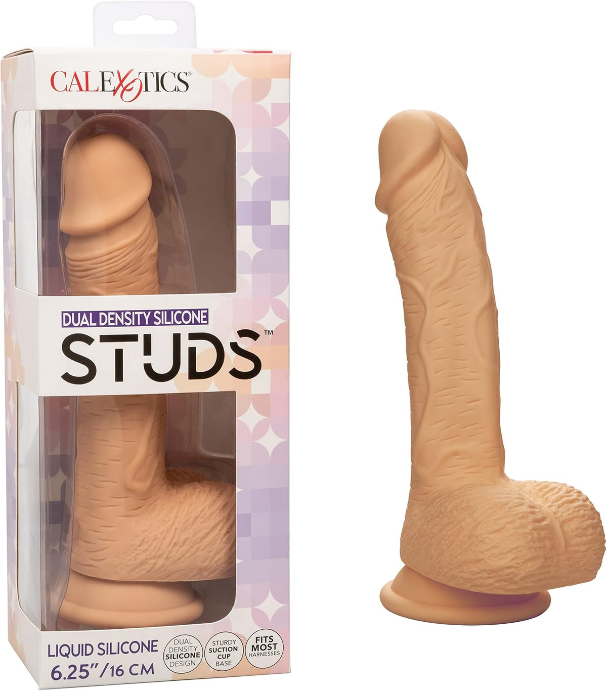 CalExotics Dual Density Silicone Studs 6.25 Inch Dildo with Suction Cup - Ivory