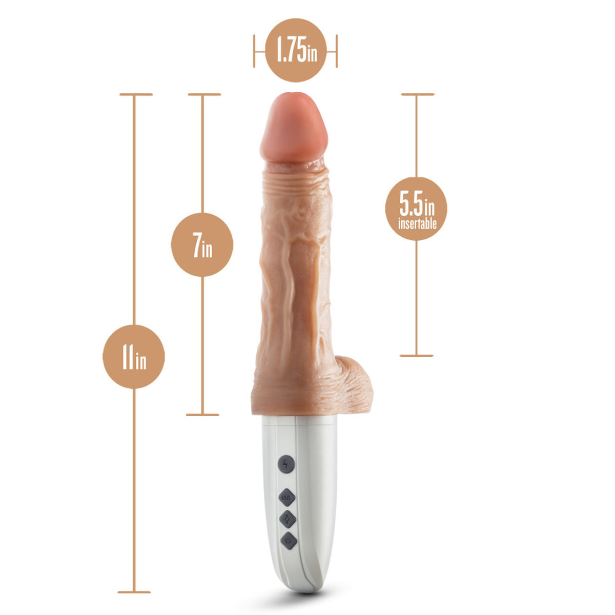 DR SKIN SILICONE DR HAMMER 7IN THRUSTING DILDO W/ HANDLE BEIGE