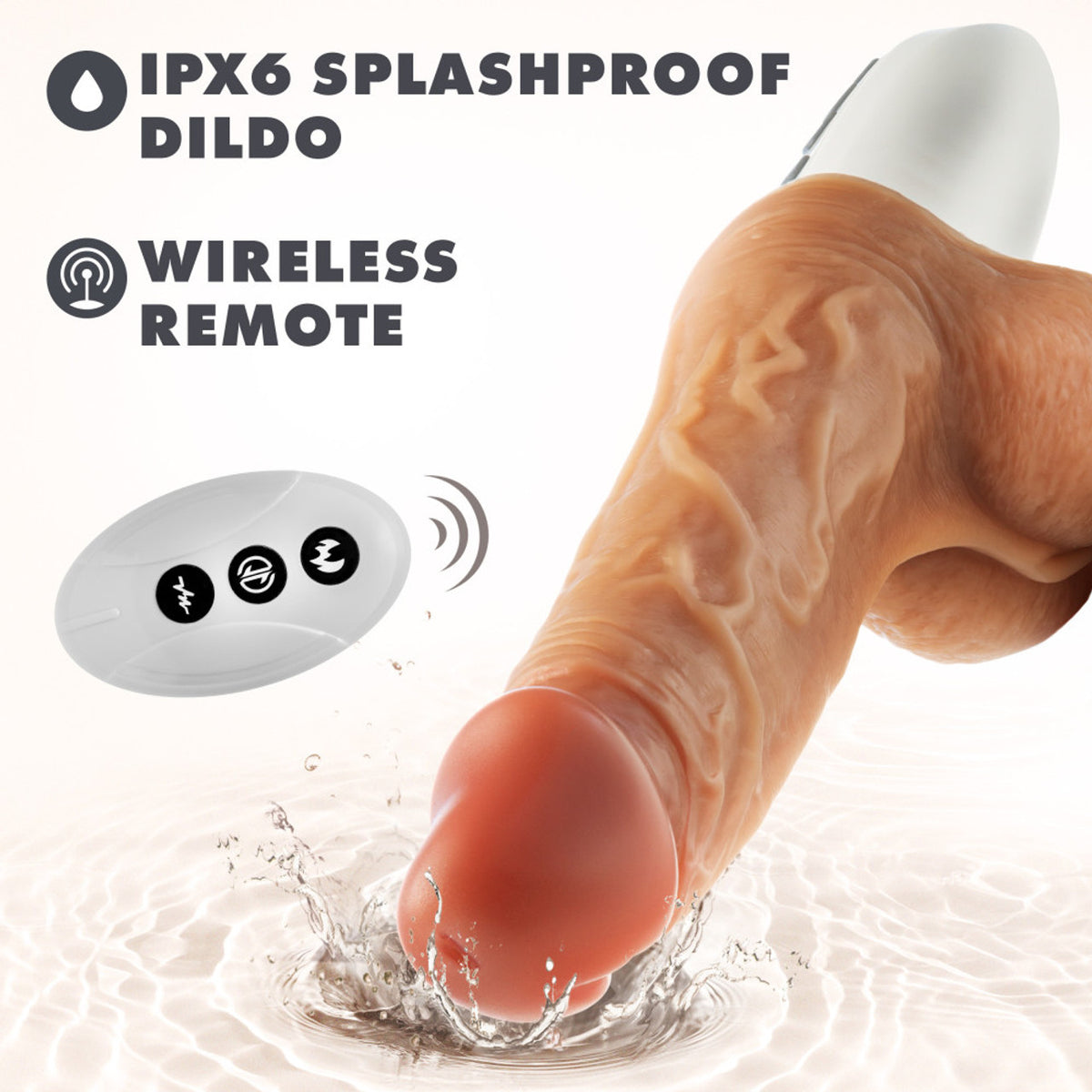 DR SKIN SILICONE DR HAMMER 7IN THRUSTING DILDO W/ HANDLE BEIGE