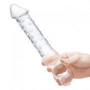 GLAS 12IN DOUBLE ENDED DILDO W / ANAL BEADS