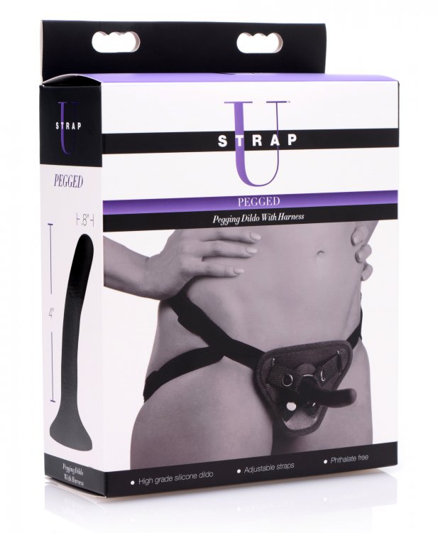 STRAP U PEGGED PEGGING DILDO W/ HARNESS